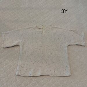 Kids Cream Sprinkle Knit Sweater Top - Cream